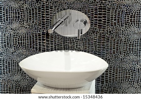 Artistic style oval basin with special mirror tiles