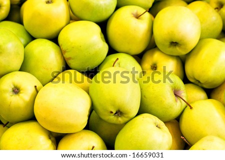 Bunch of fresh and sweet yellow apples