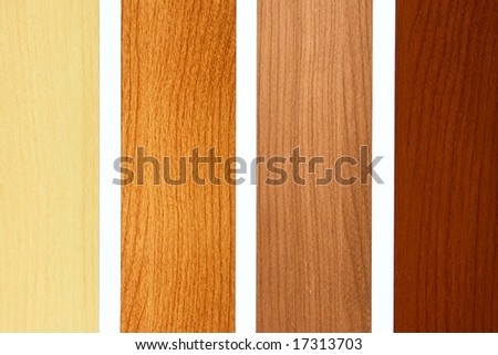 Four maple wood samples in brown palette