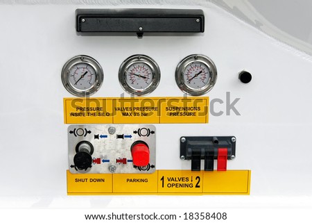 Pressure valves control board with gauges and switch