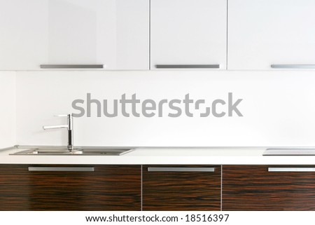 Bright kitchen counter top with wooden details