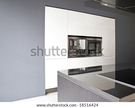 Interior of big modern kitchen in apartment