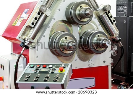 Close up shot of bending metal machine