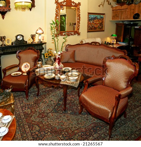 Interior shot of very old antique shop