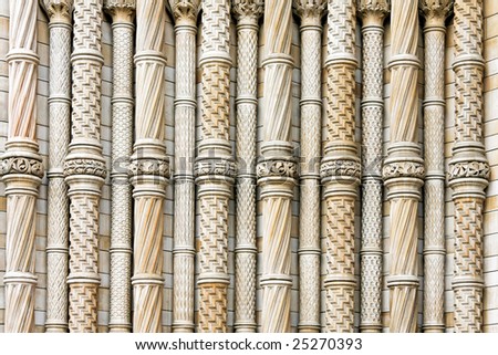 Detail shot of old engraved stone columns