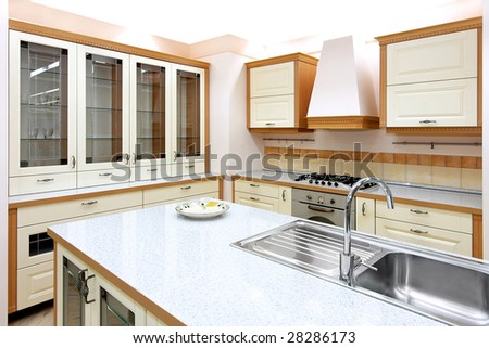 Interior shot of classic style kitchen counter