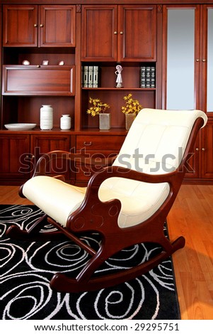 Rocking chair in wooden style living room