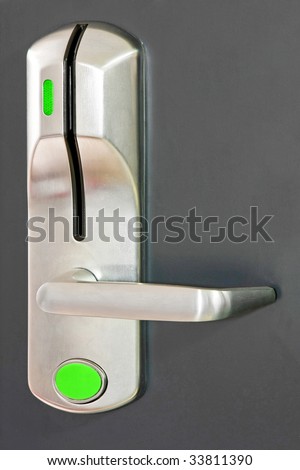 Green light at electronic card lock door