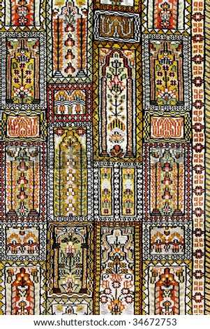 Close up shot of Persian carpet pattern