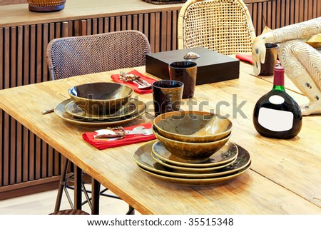 Rustic table setting with natural materials