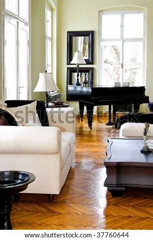 Classic style living room interior with piano