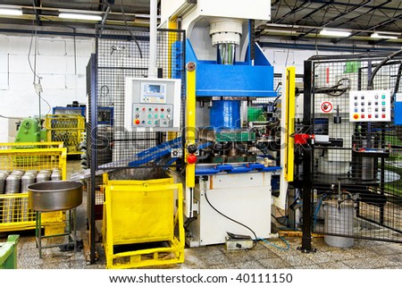 Hydraulic press heavy machine and factory interior