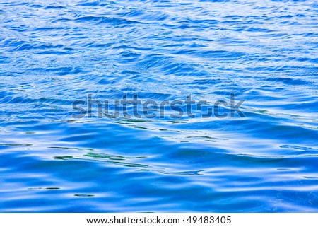 Blue and clean water surface with few ripples