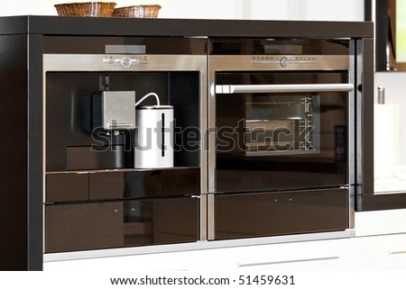 Modern appliances coffee machine and microwave oven
