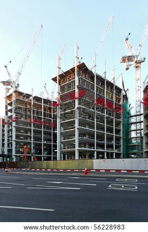 Big construction site of apartment block in London
