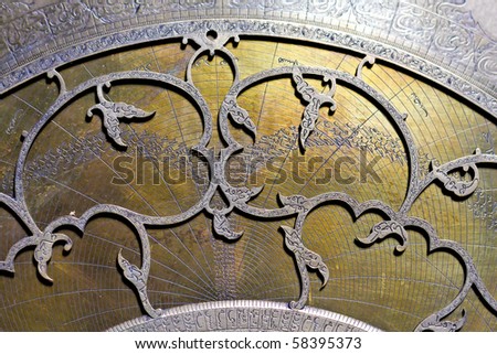 Close up shot of mechanism with Arabic script