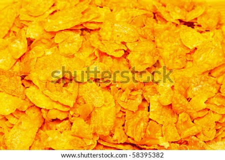 Natural yellow corn flakes cereals muesli pattern