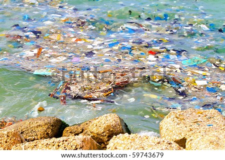 Disgusting pile of pollution floating in the sea