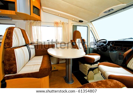 Interior of dining room in recreation vehicle