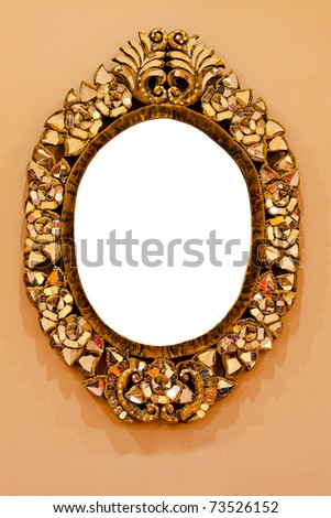 Oriental style oval frame at sepia wall