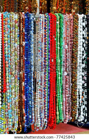 Art and craft colorful jewellery and necklaces