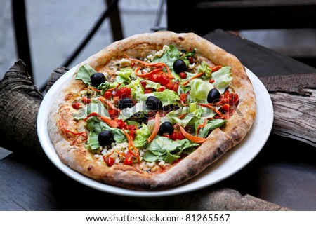 Traditional italian pizza from wood burning oven