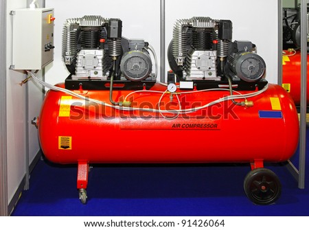 Double engine air compressor in service garage
