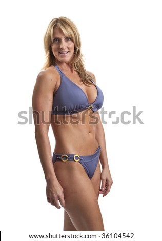 stock photo A very fit mature woman in a bikini
