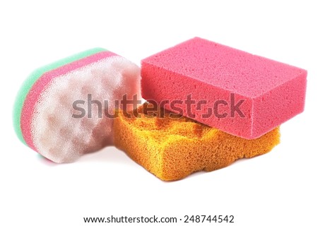 Sponge, Tri-color, Bath Sponge isolated on white background