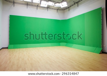 Green Screen In Empty TV Studio