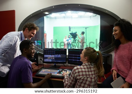 Students On Media Studies Course In TV Editing Suite