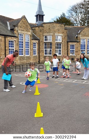 Group Of Children In School Physical Education Class