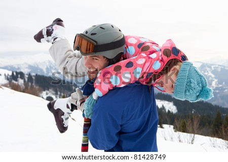 Young Father And Daughter On Winter Vacation
