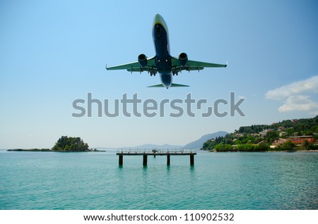 Amazing landing at Kerkyra Airport, corfy Greece