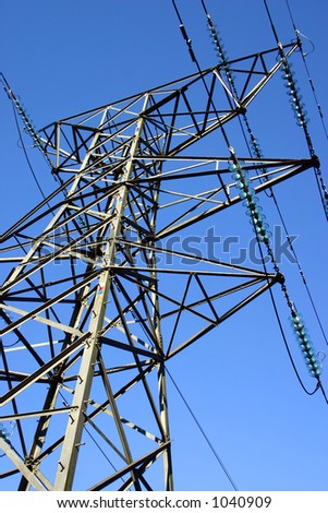 British electricity pylon carrying national grid high voltage cables