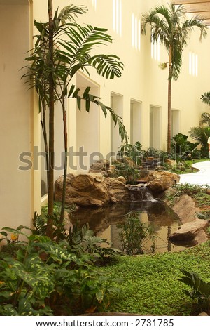 interior gardens of a hotel in Puerto Vallarta, Jalisco, Mexico, Latin America