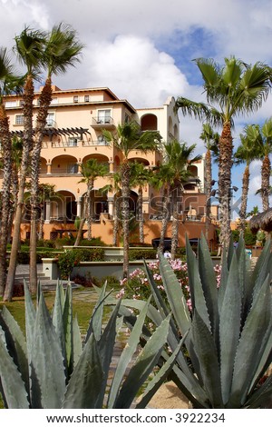 colonial hotel with gardens at Los Cabos, Baja California, Mexico, Latin America