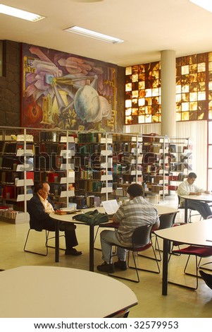 MEXICO CITY - JUNE 15: Students study in the Universidad Nacional Autonoma de Mexico, UNAM, on June 15, 2009 in Mexico City. UNAM has been awarded the 2009 Principe de Asturias award.