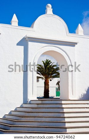 Architecture detail in the town of Teguise in Lanzarote Island. Belongs to the Canary Islands and its formation is due to recent volcanic activities. Spain.
