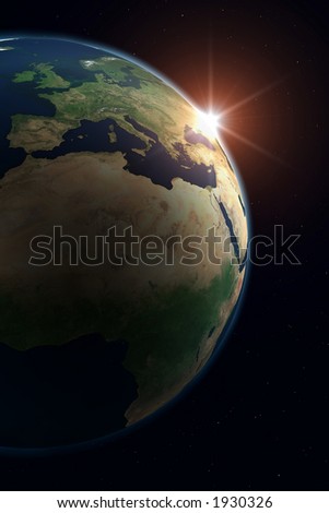 Planet Earth. Europe. Background is full with stars (in case you don\'t see on thumbnail).