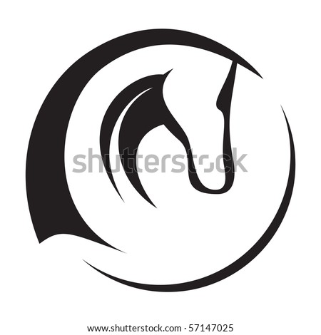 stock vector : A silhouette drawing of a horse head.