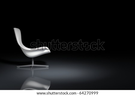 White design armchair on black background