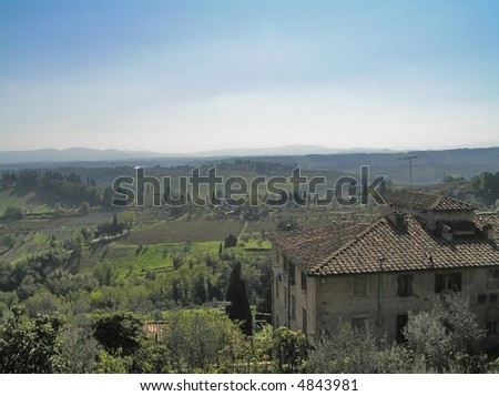 Italian Tuscany countryside home, vineyards and olve trees