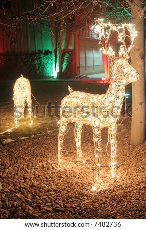Reindeer lights in yard for christmas