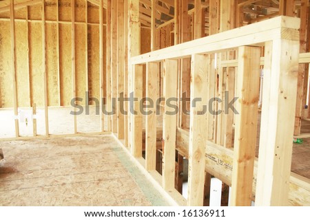 A new home under construction with frame work