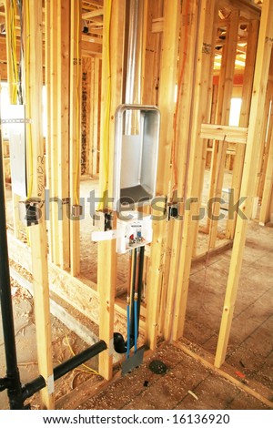 Laundry or utility room in a new home under construction