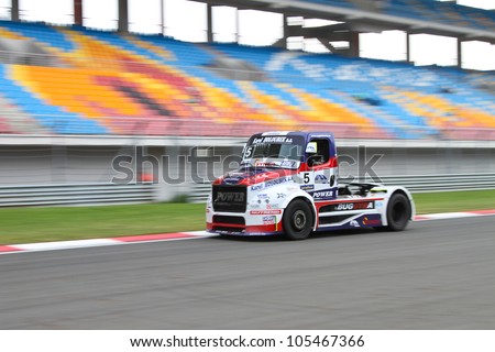 ISTANBUL - MAY 12: David Vrsecky of Freightliner Buggyra Int. Racing System team during 2nd race of 2012 FIA European Truck Racing Championship, Istanbul Park on May 12, 2012 in Istanbul, Turkey.