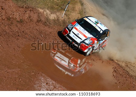 ISTANBUL - JULY 07: Tihomir Stratiev drives a Citroen C2 R2 Max car during 41st Bosphorus Rally ERC Championship, Gocbeyli Stage on July 7, 2012 in Istanbul, Turkey.