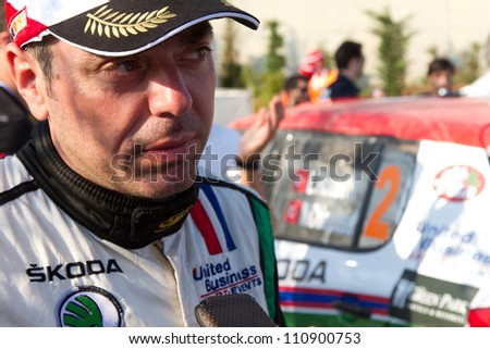 ISTANBUL - JULY 07: Luca Rossetti interview after second day of 41st Bosphorus Rally ERC Championship, Halli Stage on July 7, 2012 in Istanbul, Turkey.