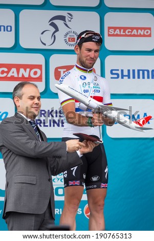 ISTANBUL, TURKEY - MAY 04, 2014: Adam Yates be first in individual overall ranking of 50th Presidential Cycling Tour of Turkey.